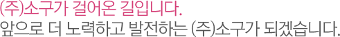 (주)소구가 걸어온 길입니다. 앞으로 더 노력하고 발전하는 (주)소구가 되겠습니다.